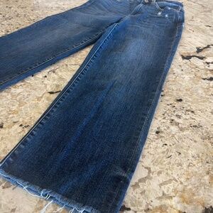 Judy Blue Wide Leg Raw Hem Blue Jeans Distressed Denim Los Angeles High End 26
